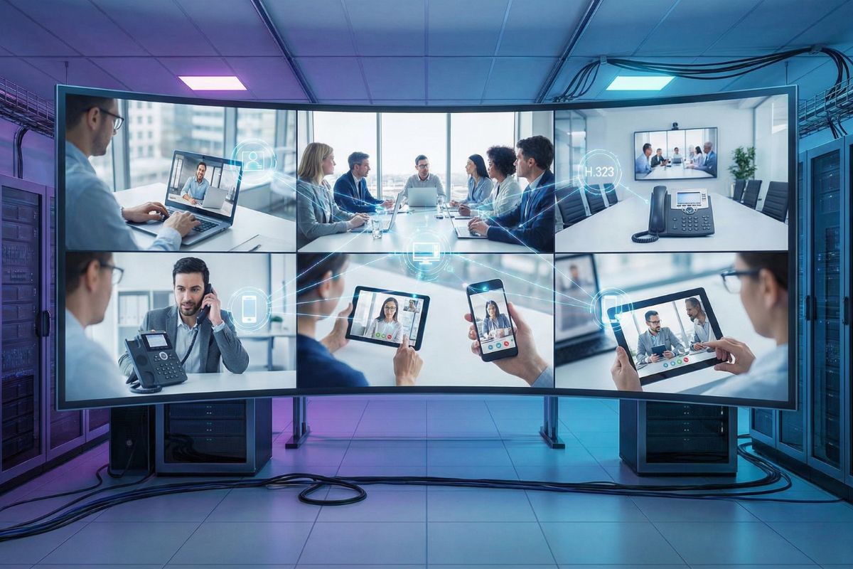 WebRTC · SIP · H.323 — Three Protocols, Fully Interoperable